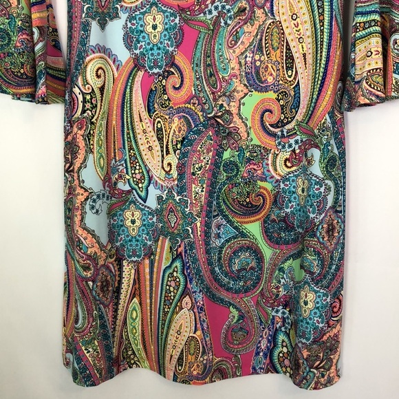Tommy Hilfiger Paisley Print Multicolor 3/4 Sleeve Dress Size 10 - Picture 8 of 11